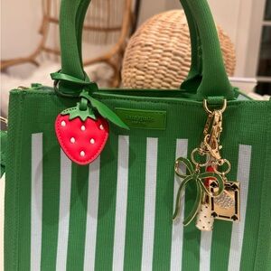 Kate Spade/ Target collab Green and light blue Striped Tote+ Charms